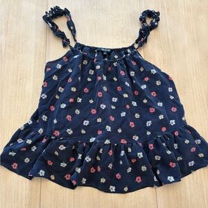 Madewell Dark Blue Floral Ruffle Blouse